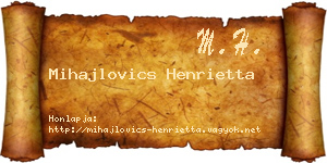 Mihajlovics Henrietta névjegykártya